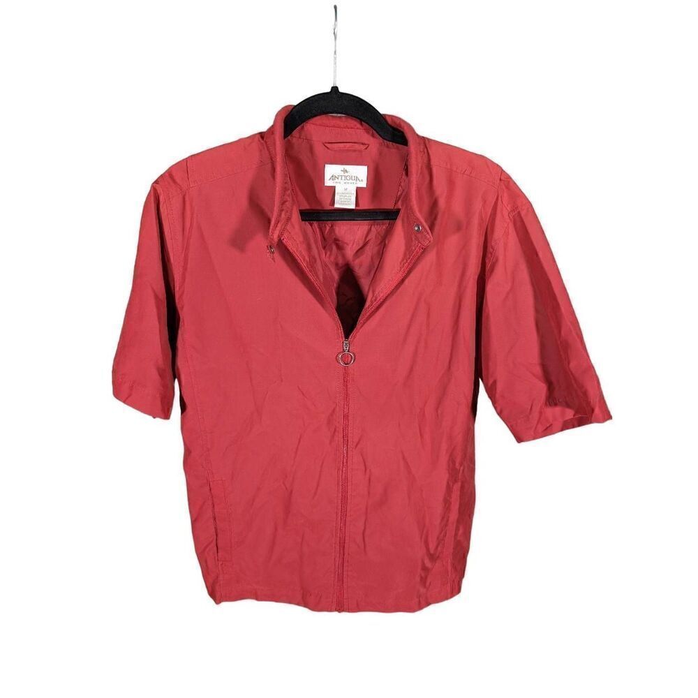 Antigua  Women's Jacket Medium Red Full Zipper Pockets Size Medium